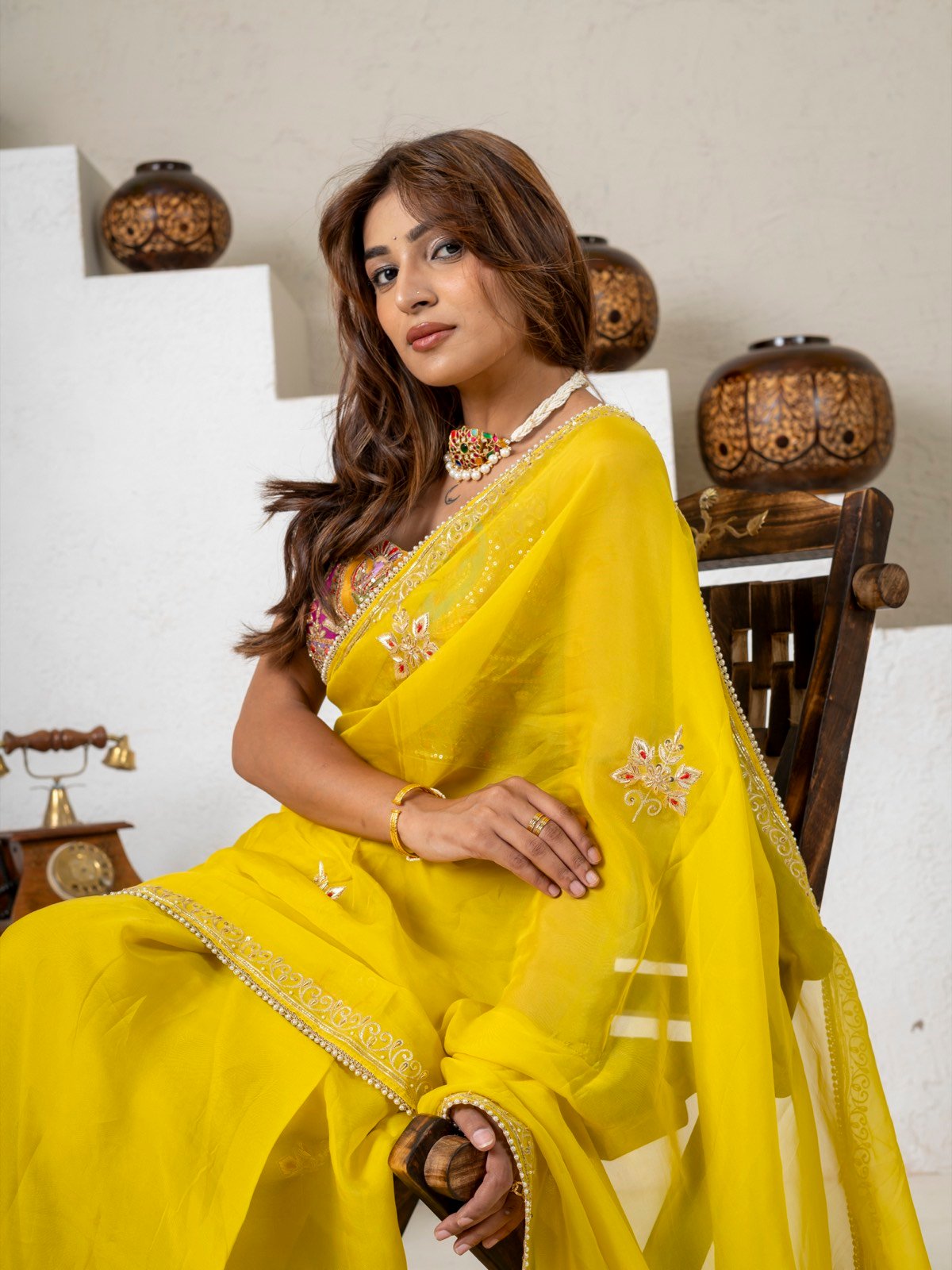 Sunshine Yellow Handcrafted Saree thumbnail 4